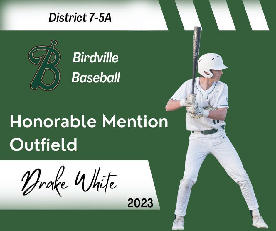 Congrats <a href="/Drake_White10/">Drake White</a> District 7-5A 2023 Honorable Mention Outfield!