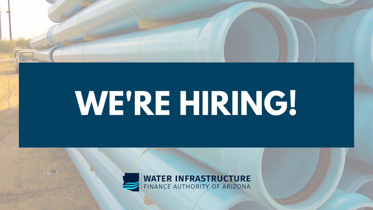 ArizonaWIFA's tweet photo. Come be part of a dynamic team working to secure Arizona's water future! WIFA is hiring a Water Resources Advisor to develop and implement process for evaluating state water projects. Apply today: https://t.co/q1hFNKGiCl https://t.co/T3jEb6PSsw