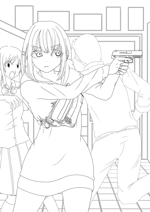 明日は細かい描き足しと背景から  wip