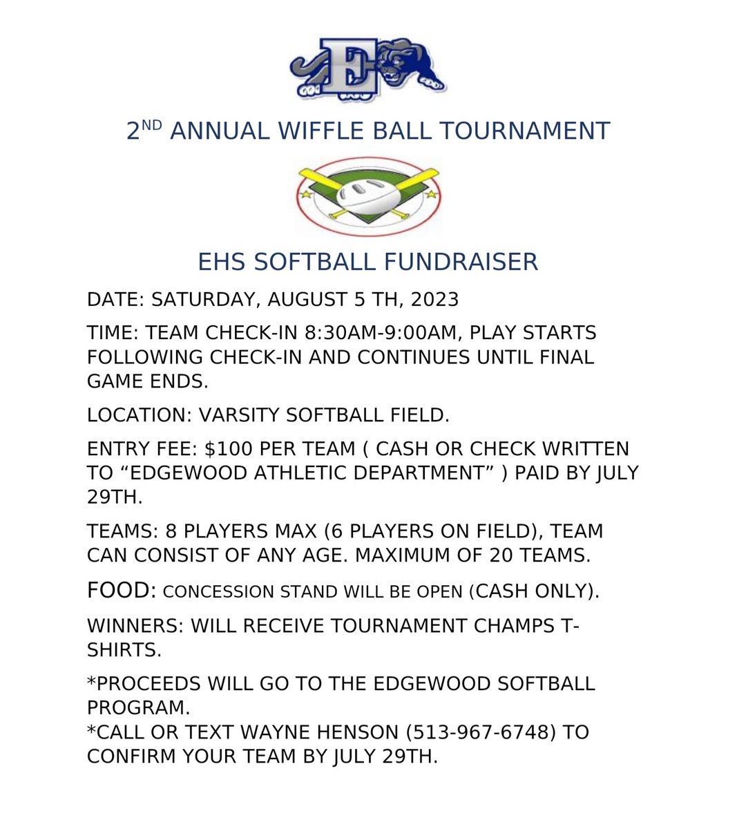 Edge_Softball's tweet image. 2nd Annual Wiffle Ball Tournament, 🥎 fundraiser! You don't wanna miss it!