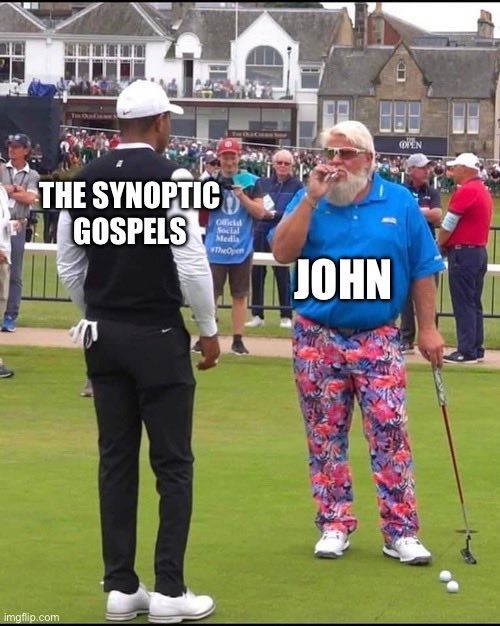 GeneralSynic's tweet photo. Synod Countdown! In honor of the traditional 16 day period of preparation that we just made up, we’re going to be posting the books of the Bible—in meme form!
Since it was in the beginning, we’ll begin with the gospel of John.
#uccsynod https://t.co/U5F9IevyUR