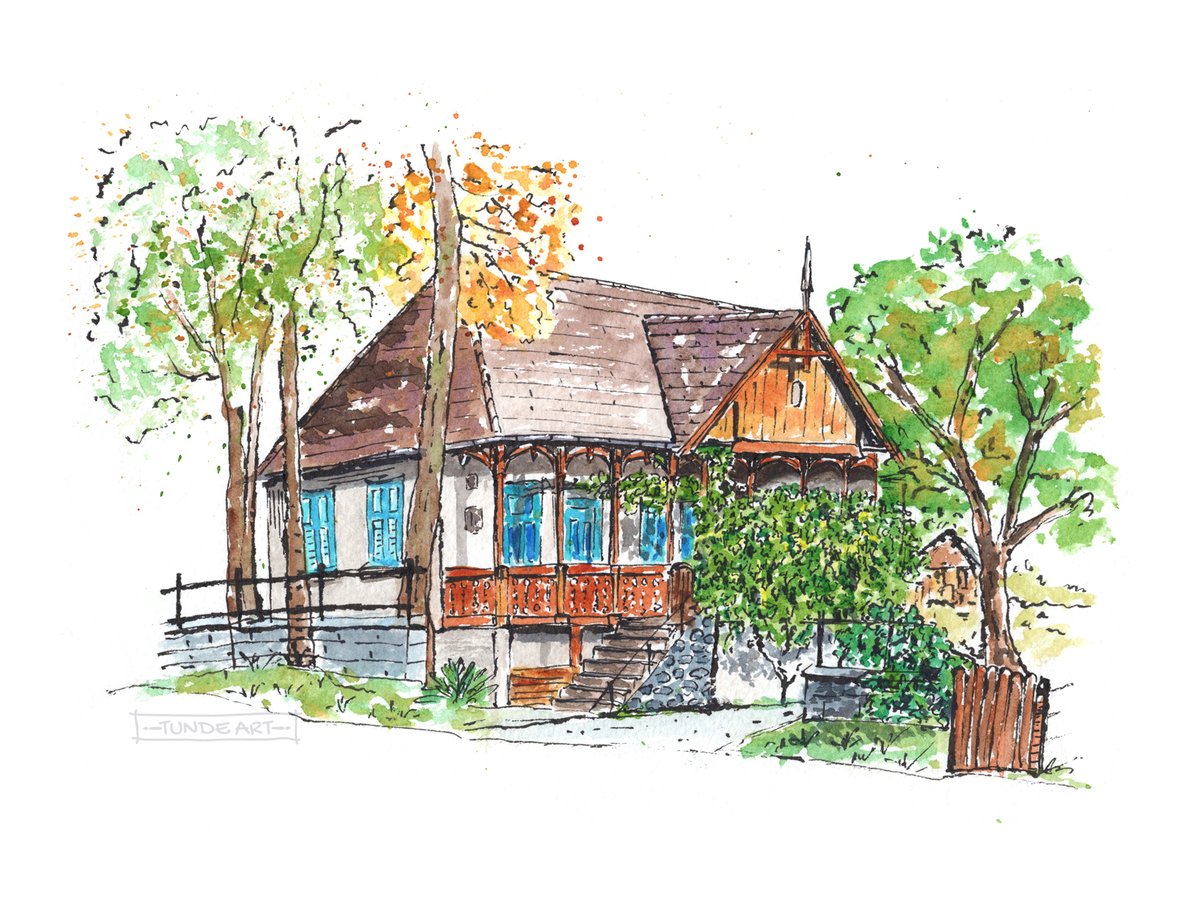 tunde_art's tweet photo. Traditional house with porch in Sovata, a small town located in Transylvania region, in the middle of Romania. More building sketches from this town 👉 https://t.co/OEeWlHqfDr… #architecture #sketch #buildingsketch #transylvania #romania #sovata #tundeart #house #yard #szovata https://t.co/I6nVFd7jDK