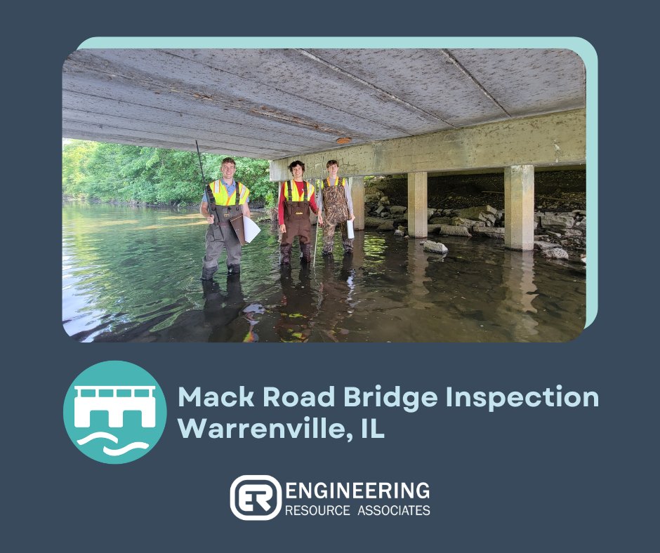 ERA's interns are already hard at work out in the field! They recently assisted with the inspection of the Mack Road Bridge in Warrenville, IL. Under the supervision of our experienced engineers, they gained hands-on experience in the field of structural engineering.