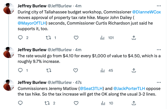 The story of a Tallahassee tax increase in three tweets.
