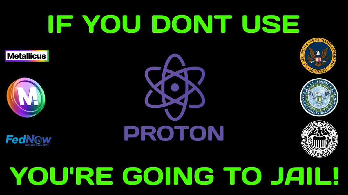 ackza619's tweet image. If you don&apos;t use @ProtonXPR ,
youre going to jail!
@federalreserve @MetalBlockchain @WeAreMetallicus @SECGov @USTreasury @fednow247 Funny how all of these entities have a twitter! 

I hope we have mandatory use of an #eosio / @AntelopeIO DPOS blockchain. really prove its utility
