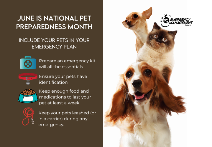 SalineCoHD's tweet photo. June is #NationalPetPreparednessMonth This month serves as a helpful reminder of what to do in case of an emergency or natural disaster.

Here are some basic tips to help you prepare your pet for any disaster or emergency.

#SACoReady #Preparedness #KSPrepared https://t.co/5E2ujymPwh