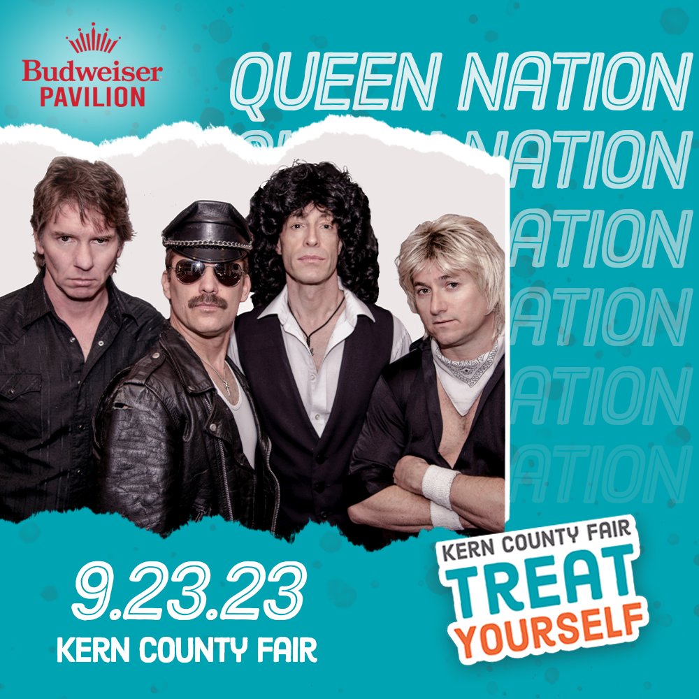 KCFair's tweet photo. We will, we will rock you - Sat, Sept 23 | 8 PM at the Budweiser Pavilion! Don't miss Queen Nation - a tribute to the music of Queen!
All concerts are #FREE with your admission into the Fair! Seating is first-come, first-serve. https://t.co/T2ncQMUcrE