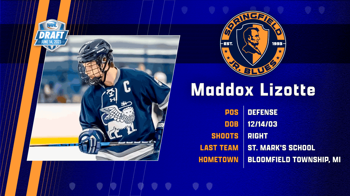 Jr_Blues's tweet image. with our 4th pick in the 2023 draft, 4th round 104th overall we select Maddox Lizotte @NAHLHockey  #2023draft