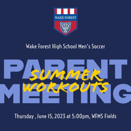 🚨Attention Parents!🚨
There will be a short parent information meeting tomorrow afternoon before soccer workouts. Please plan to meet at WF Middle School athletic fields. Start time will be 5:00pm.
🐾💙⚽️❤️🐾

#GoCougars #WFCougarPride
#ItsNotAboutMeItsAboutWe