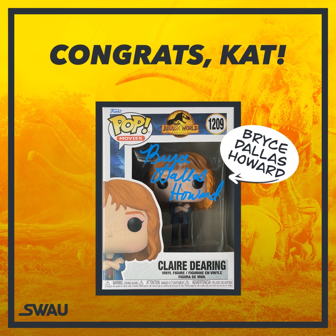 Congrats Helen, @CoastalDogWalks & Stephanie for winning $50 gift cards! 🎉

Congrats Kat for winning our Claire Dearing Funko POP signed by Bryce Dallas Howard! 🥳

A new giveaway is coming up later this week. 😉

#swau #funkopop #clairedearing #brycedallashoward #jurassicworld