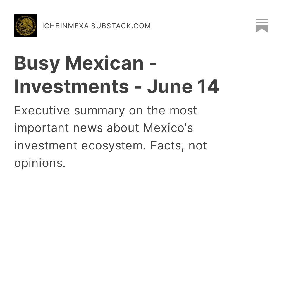 IchBinMexa's tweet photo. Executive summary on the most important news about Mexico's investment ecosystem. Facts, not opinions.

https://t.co/D8FzxfhfFV https://t.co/VvckfX93Oj