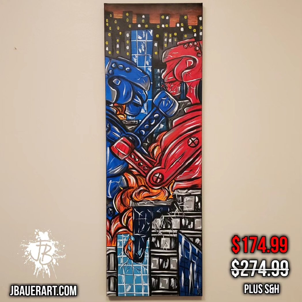 Random sale on an awesome painting!
If you're in Florida, shoot me a message to save on shipping.

#JBauerart #artist #art #create #rockemsockem #rockemsockemrobots #giantrobots #retrotoys #canvas #painting