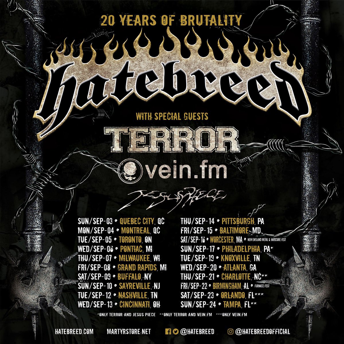Happy to spend September with the OGs

<a href="/hatebreed/">Hatebreed</a> 
<a href="/terrorhardcore/">𝔱 𝔢 𝔯 𝔯 𝔬 𝔯</a> 
VEIN.FM

- tickets on sale Friday