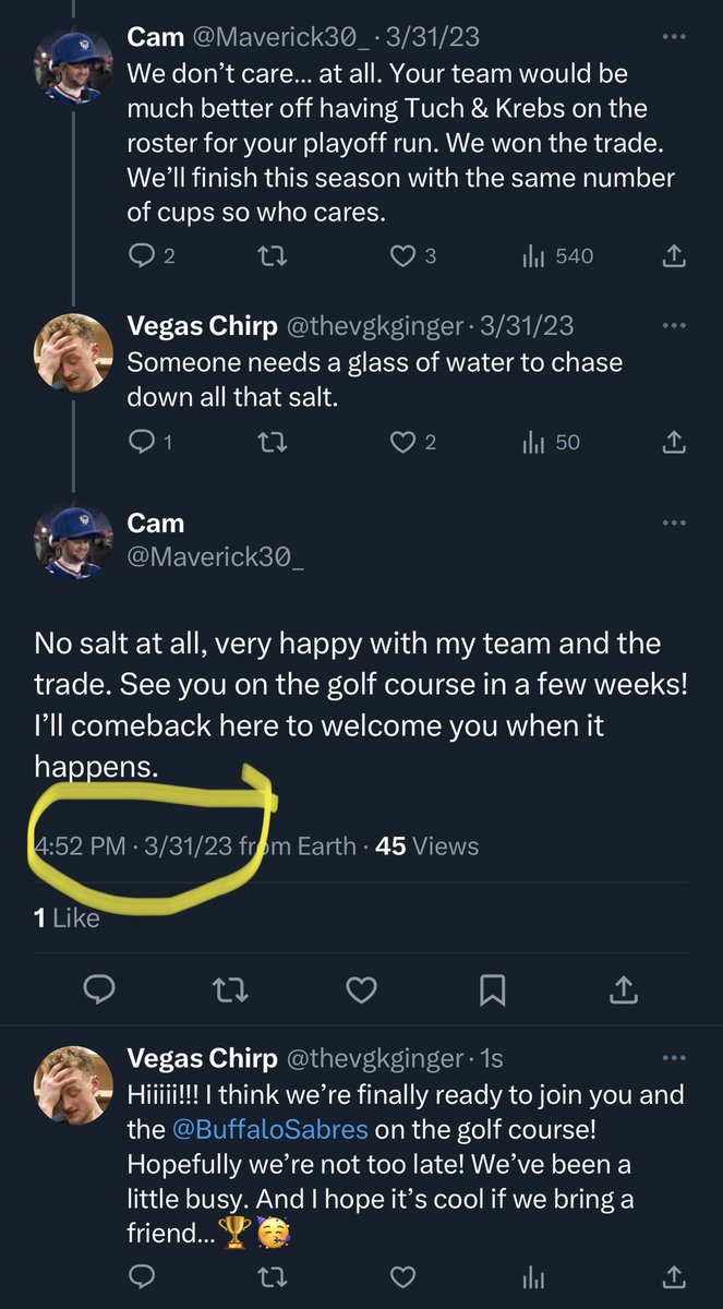 One of my favorite receipts from <a href="/BuffaloSabres/">Buffalo Sabres</a> fans this year. 😏 #VegasBorn #VegasGoldenKnights #buffalosabres