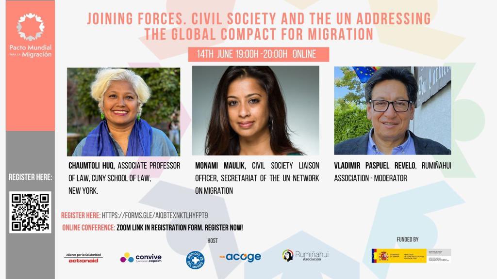 ¡Buenas tardes!

Ya puedes seguir la jornada ‘Uniendo fuerzas: Encuentro entre organizaciones de migrantes y Naciones Unidas para explorar el Pacto Mundial por la Migración’.

Inscríbete a través del formulario ⬇️
forms.gle/aiqbtEXNKTLhYf…