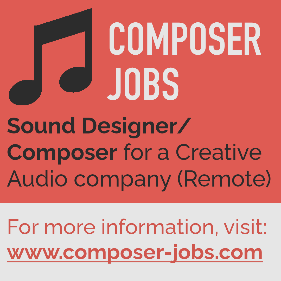 Looking for a Sound Designer/Composer!

See composer-jobs.com for more information.

#SoundDesignerJobs #SoundDesigner #Jobs #SoundDesignJobs #SoundDesigningJobs #Composing #SoundDesigning #Composer #ComposerJob #ComposingJob #ComposerLife #SoundDesignerLife