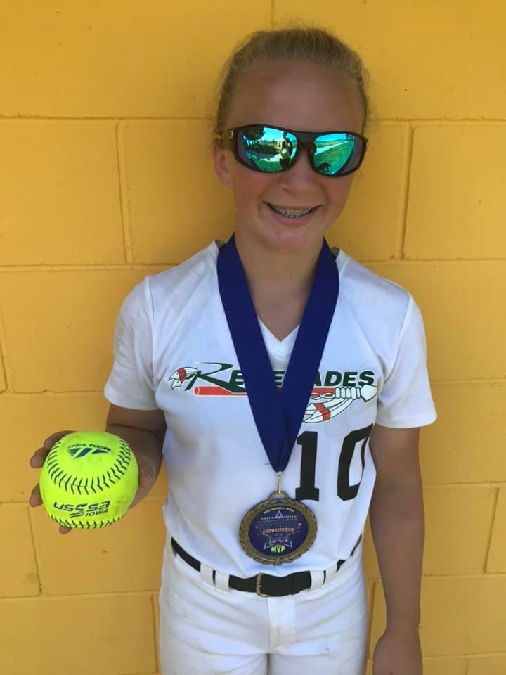AdmSoftball's tweet photo. Senior Spotlight- #10 Brylee Person. Brylee plans to attend ISU in the fall and major in biology. Her favorite softball memory has been finishing out her career at ADM, and playing with her sister. https://t.co/zlFBsVAyC3
