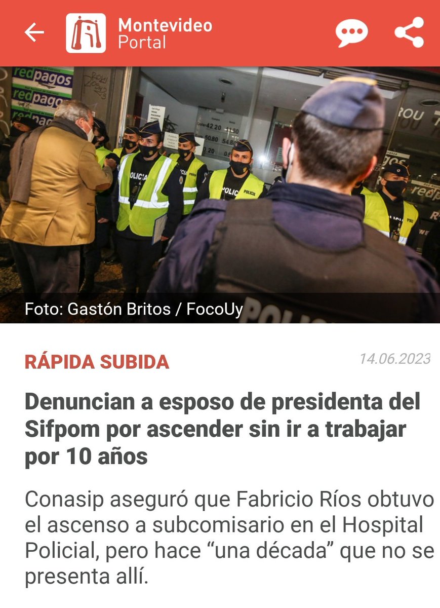 PATRICIA RODRIGUEZ - ASTESIANO 
Recuerdan?
Patricia Rodriguez coordinaba las reuniones secretas con Heber o Lacalle a través de Astesiano.
Luego vino la chantada del acuerdo por fuera de COFE con los policias, un 2.5% extra.
Parece que acomodar a su pareja es corrupción...
👀👀👀
