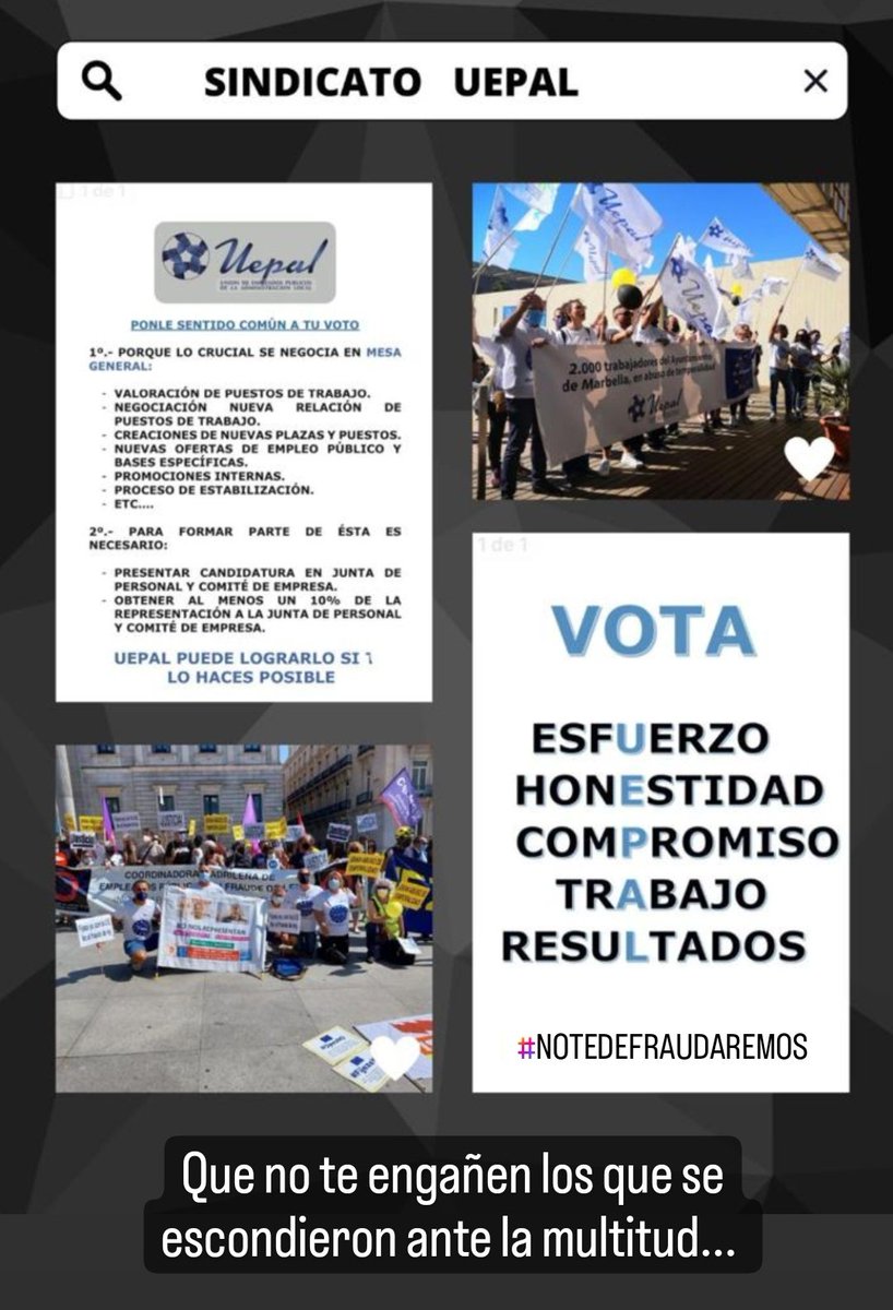 UEPAL1's tweet photo. Nosotros peleamos en las calles mientras otros se ocultaban detrás de acuerdos bochornosos con el gobierno. Nosotros damos la cara, mientras otros la esconden. Que no te engañen por un voto, y vota por tu futuro. #Marbella #Ayuntamiento https://t.co/BYrK4FGa23
