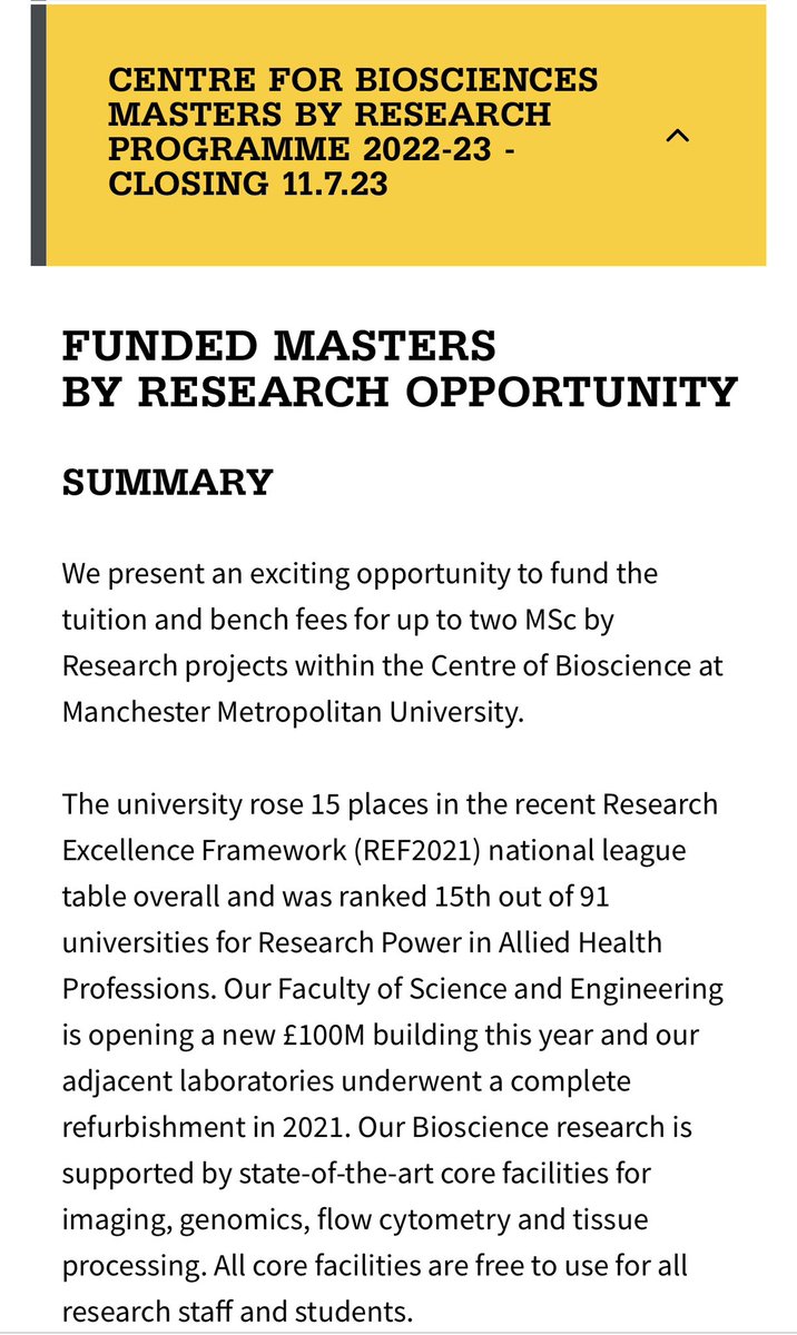 Funded (tuition and bench) MRes opportunities available to come join us in <a href="/MMU_CBS/">MMU Centre for Bioscience</a>