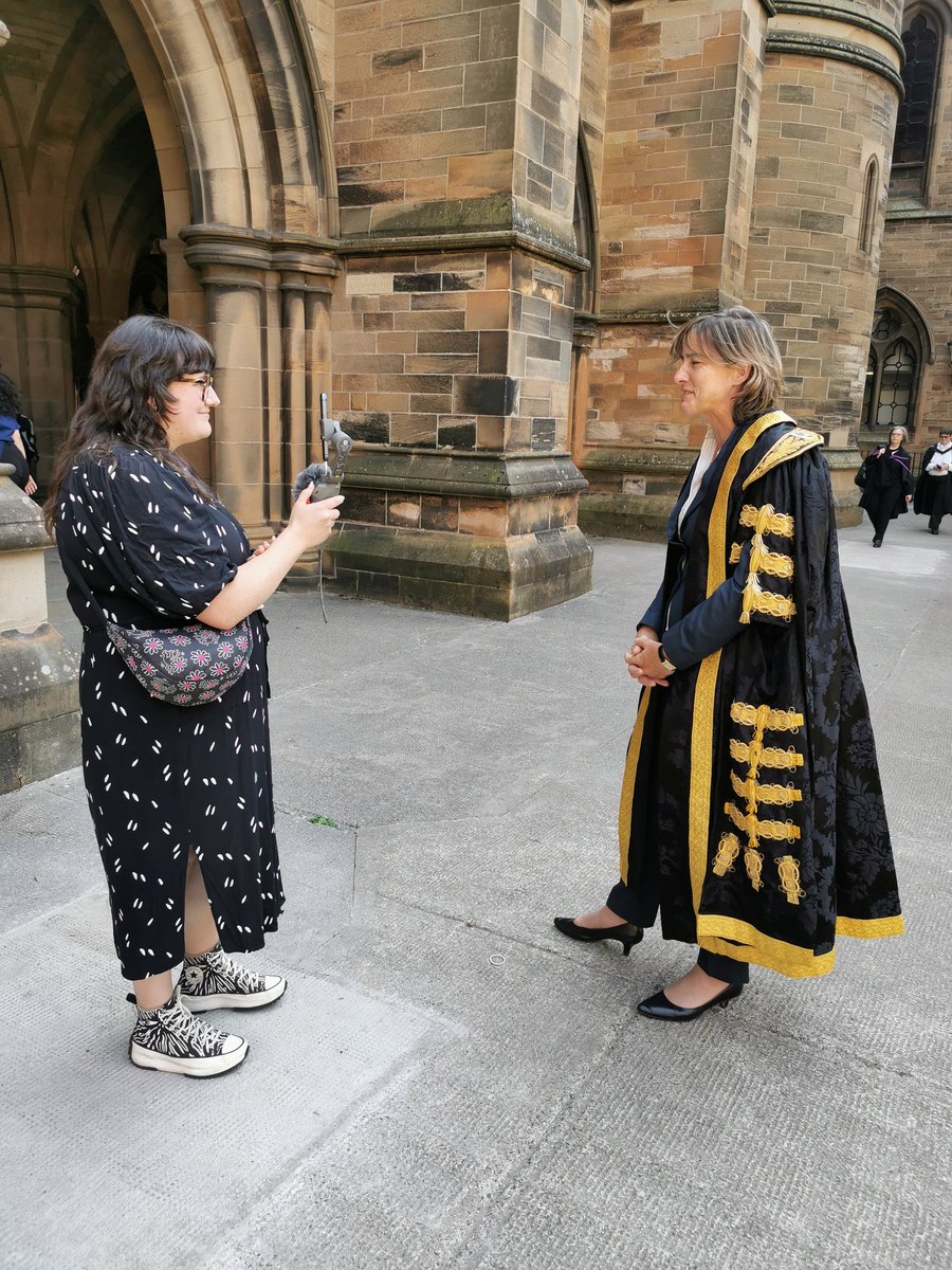 embrooksy8's tweet photo. Behind the scenes at Commemoration Day today @UofGlasgow. Shout out to my comms colleagues for capturing wonderful content of the incredible honorary grads - all so kind to chat to the team. Always such a happy and uplifting day  ❤️ #hesm #TeamUofG #UofGCommDay https://t.co/6Q4tcRMvkt