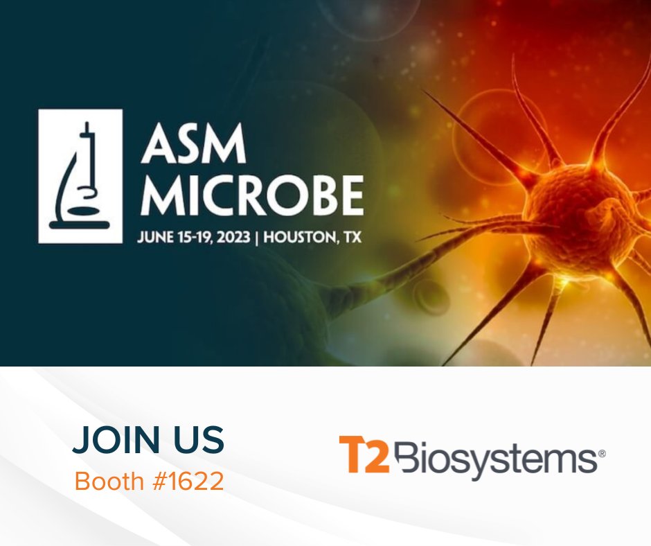 T2Bio's tweet photo. Join us at #ASMicrobe in booth 1622 to learn about faster species identification independent of blood culture! #sepsis #lab #ASM #microbiology #diagnostics https://t.co/rZNDsMkGaG https://t.co/p7frg4U8jc