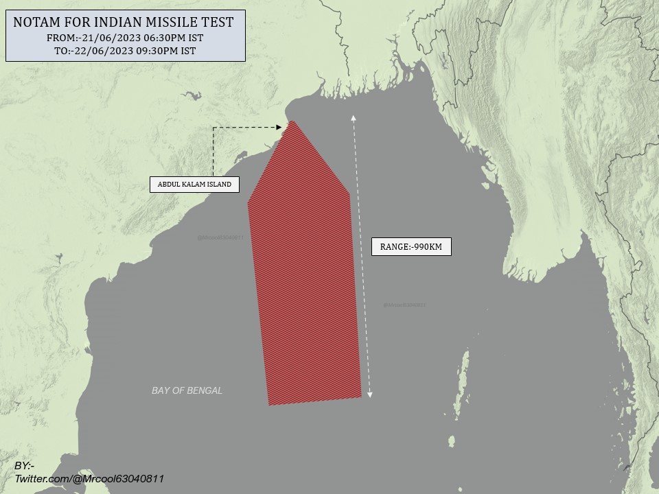 New Notam is issued for a Missile Test