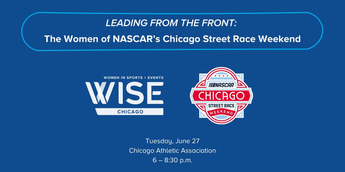 Chicago is hosting one of the most exciting sporting events of 2023! 

and just days before the rubber hits the road, WISE Chicago will get to hear from the women making it happen. 

🏁 Tuesday, June 27th 
📍Chicago Athletic Association 
⏰ 6-8:30pm 

eventbrite.com/e/leading-from…