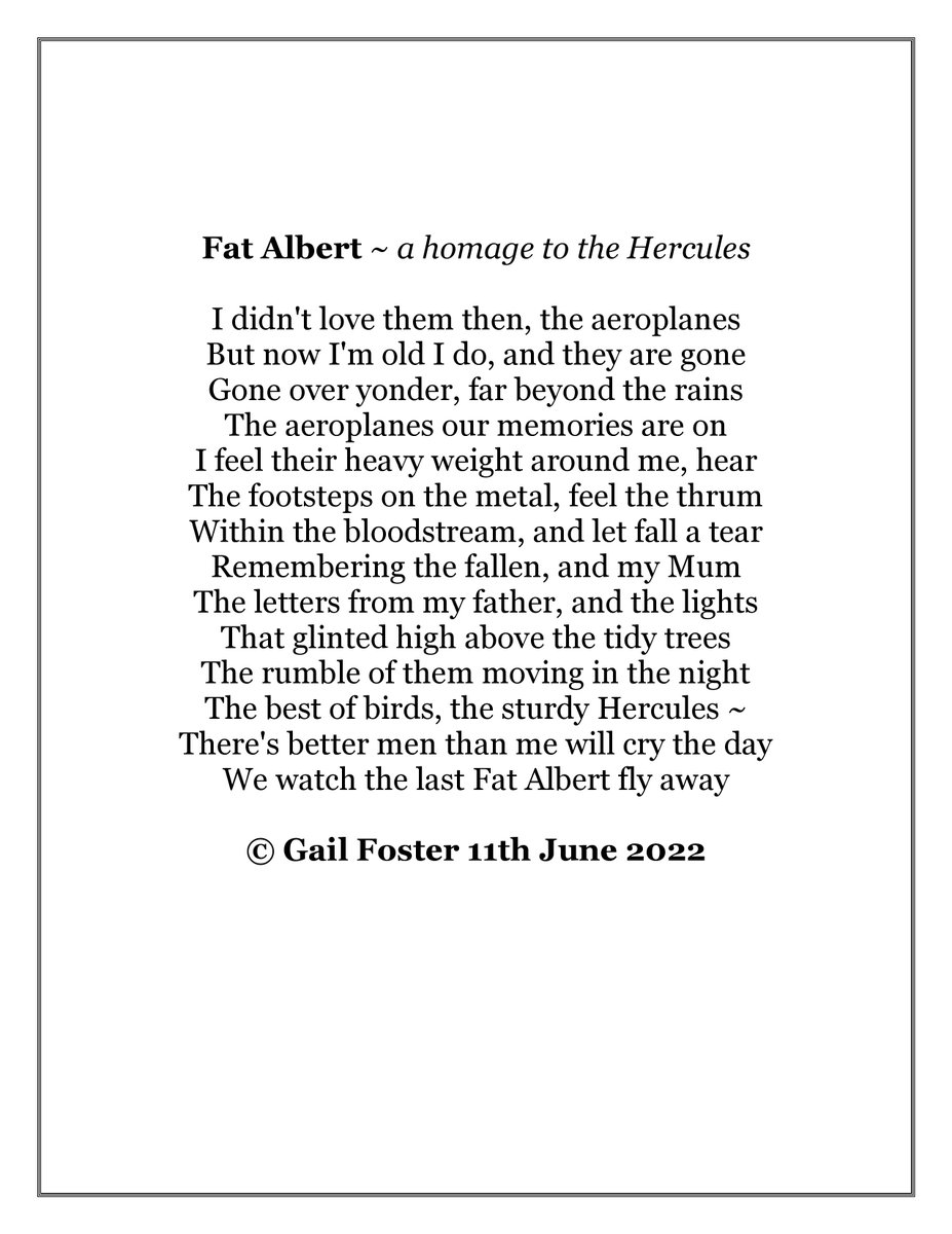 GailfromDevizes's tweet image. The last Herc flight over Lyneham this afternoon, and my poem #C130 #Hercules #RAF #Lyneham #poetry