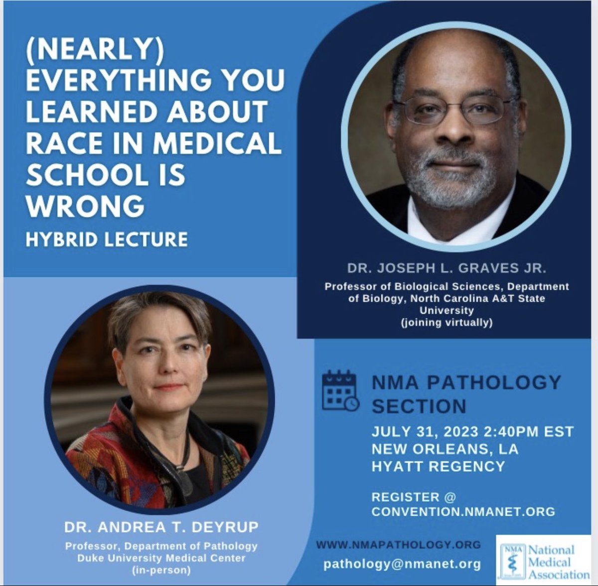 Meet the speakers! Drs. Deyrup and Graves will be part of the Pathology section’s afternoon session on July 31st in New Orleans! Register at mcisemi.com/nma2023/ 
#nmapathology #nmanola23