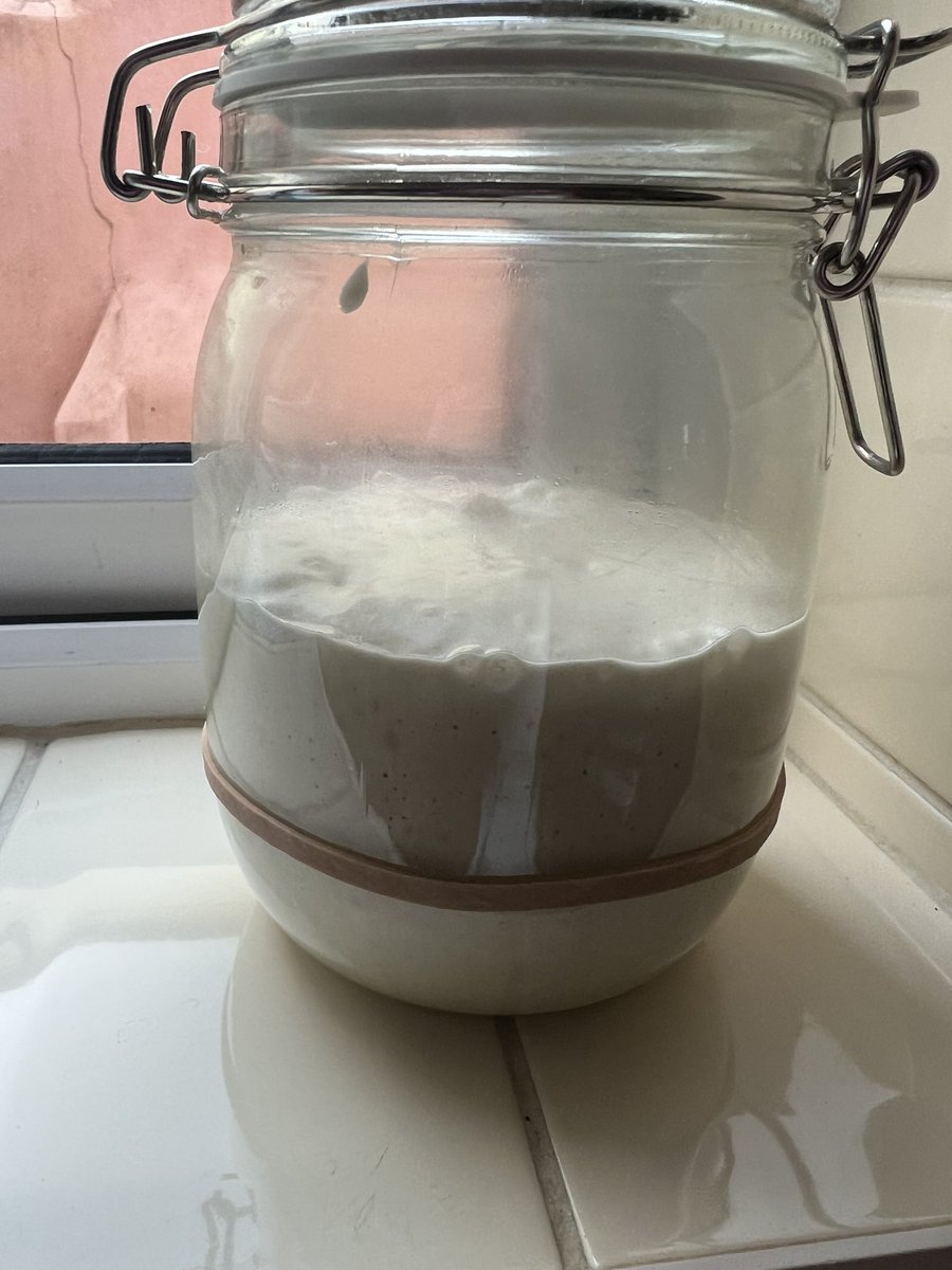 My sourdough starter is thriving. Fed this 1:6:6 today at midday went into work for a meeting and came back to this. Will feed tonight and bake tmr. #sourdough #sourdoughstarter #artisanbread