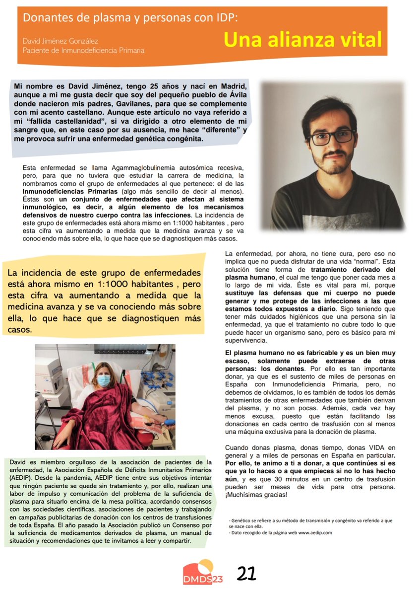 AEDIP_ASL's tweet photo. 🔴Hoy, 14 de junio, #DiaMundialDelDonanteDeSangre queremos compartir con vosotros otra manera de donar: la plasmaféresis. 

Os dejamos el artículo de nuestro socio David para la revista anual de @fedsang. ¡Muchas gracias por brindarnos el espacio! 

🩸Dona plasma, dona vida. https://t.co/usanMz4IEp