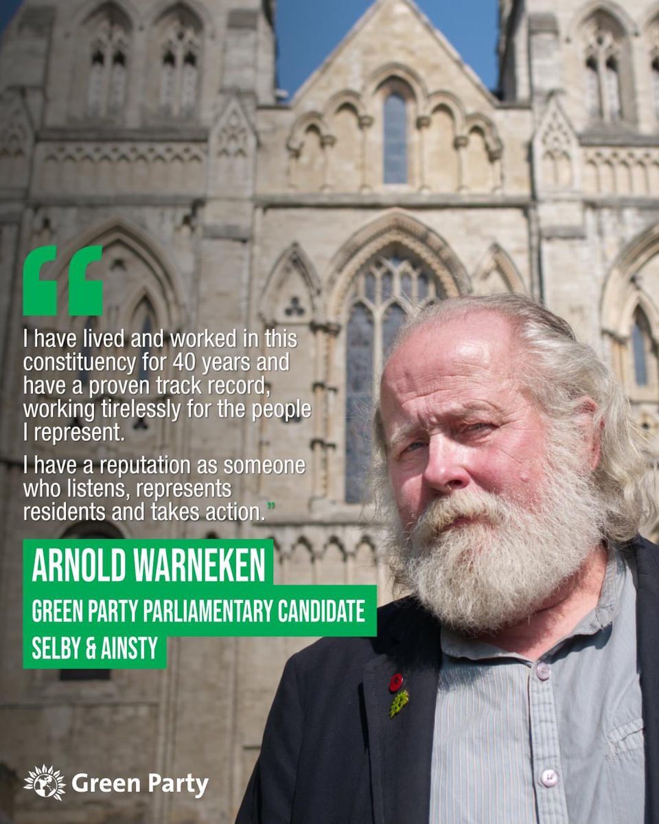 SelbyGreenParty's tweet photo. @SelbyGreenParty are delighted to confirm Arnold Warneken as our parliamentary candidate in advance of the 
2023 by-election. 

Arnold is currently a North Yorkshire Councillor in the Selby &amp; Ainsty constituency, beating the conservatives with almost 70% of the vote. https://t.co/x7pf8IiYuZ