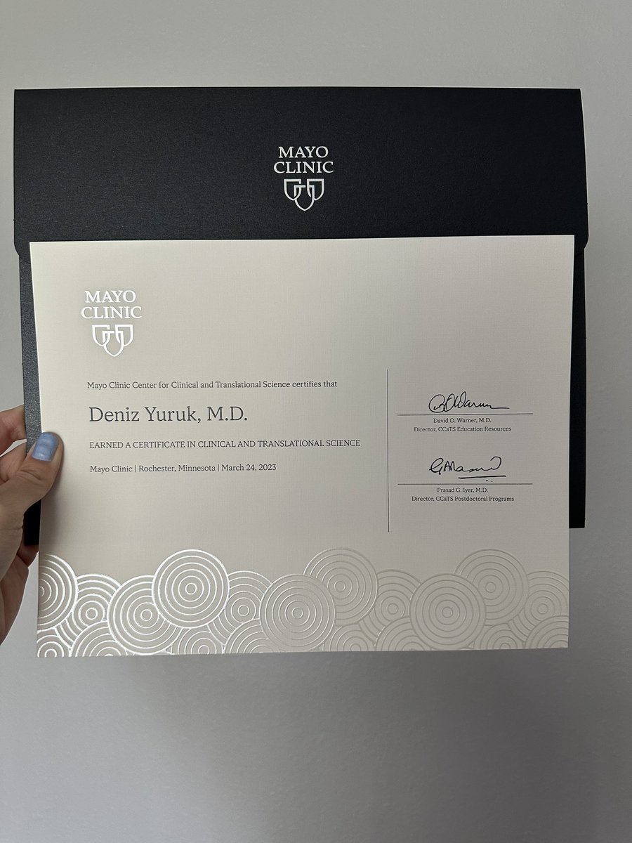DenizYuruk_'s tweet photo. After completing the certificate program in clinical and translational science, the certificate finally arrived today☺️🎉 It was a very well-prepared program with great lectures and instructors. I can’t wait to apply the knowledge I gained in future research! @MayoGradSchool https://t.co/YlG8bqGpHH