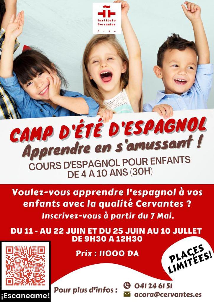 juanmacid73's tweet photo. Campamentos  de verano para niños y adolescentes en @InstCervantes #Oran https://t.co/fJY1N5x7hj