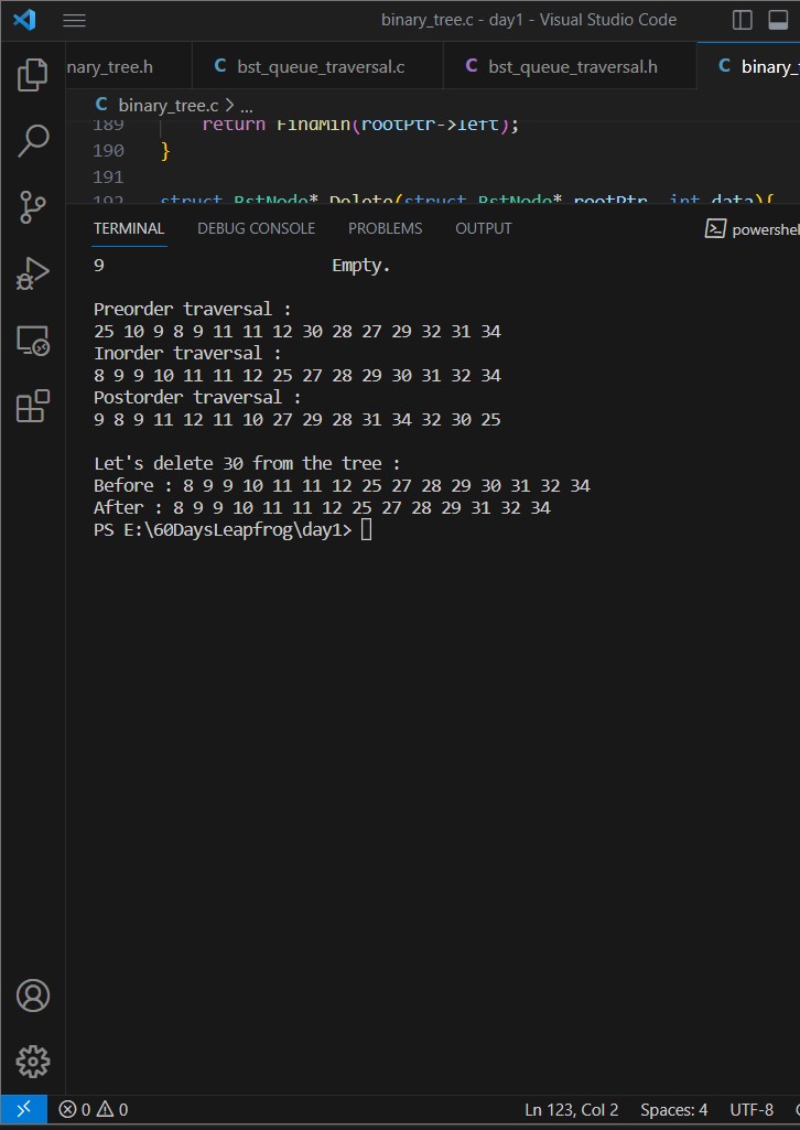 ge7i_spiron's tweet image. Day 14/60 #LSPPD14 Deleting a node from a binary tree search tree. #LearningWithLeapfrog #LeapfrogStudentPartnershipProgram.  #60DaysOfLearningWithLeapfrog
@lftechnology