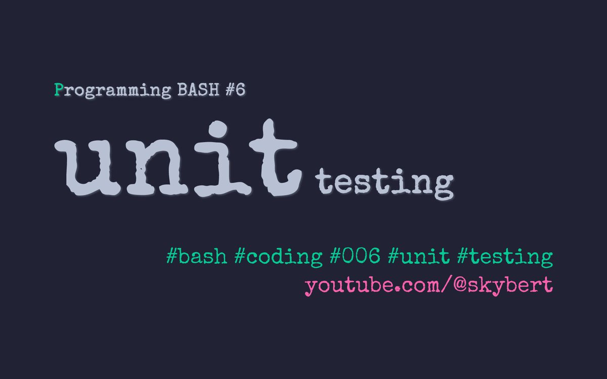 Why and how you should unit test your BASH code.

This is a screencast I wanted to do for a really long time and today, I finally got around to recording it. 

Happy coding!

youtube.com/watch?v=XsdHnQ…

#bash #unix #programming #testing