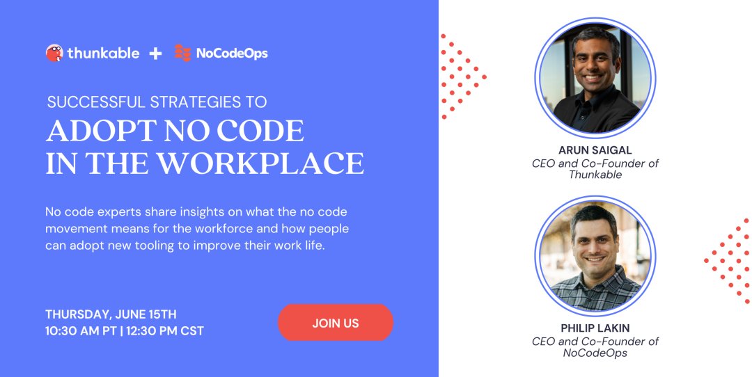 Tomorrow, June 15 join me and @nocodeops CEO Philip Lakin as we discuss how no code platforms can help your team get onboarded and developing solutions in a matter of weeks, not months. Register for the webinar - hubs.la/Q01Twb640