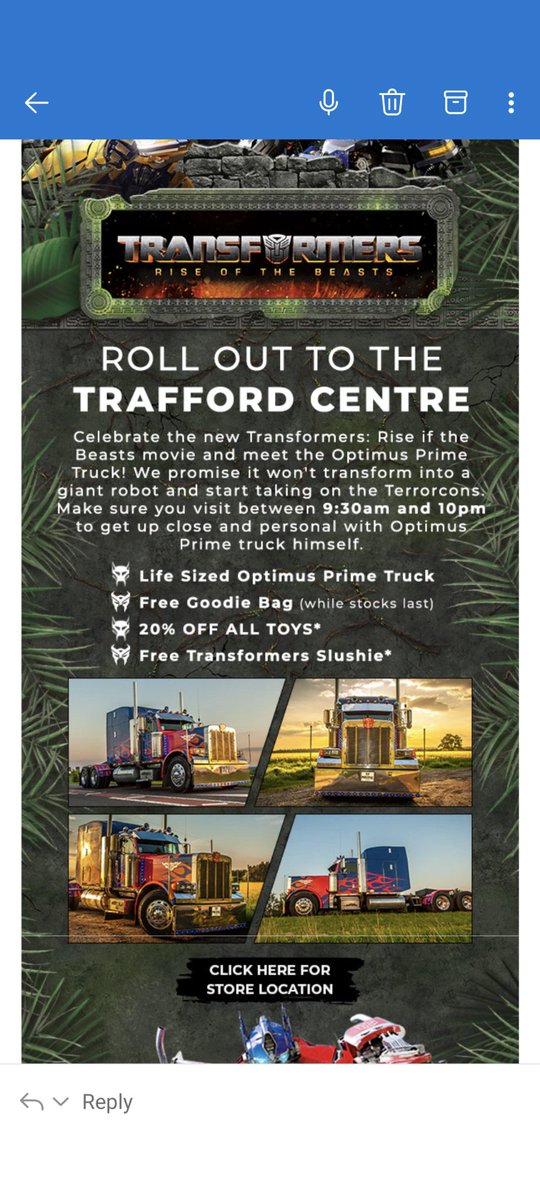 plonkalong's tweet photo. Hey @GAMEdigital 

Could you let me know the date #OptimusPrime is coming to the @_traffordcentre 

Can't see it in the email you sent!! https://t.co/2fx89mkWd4