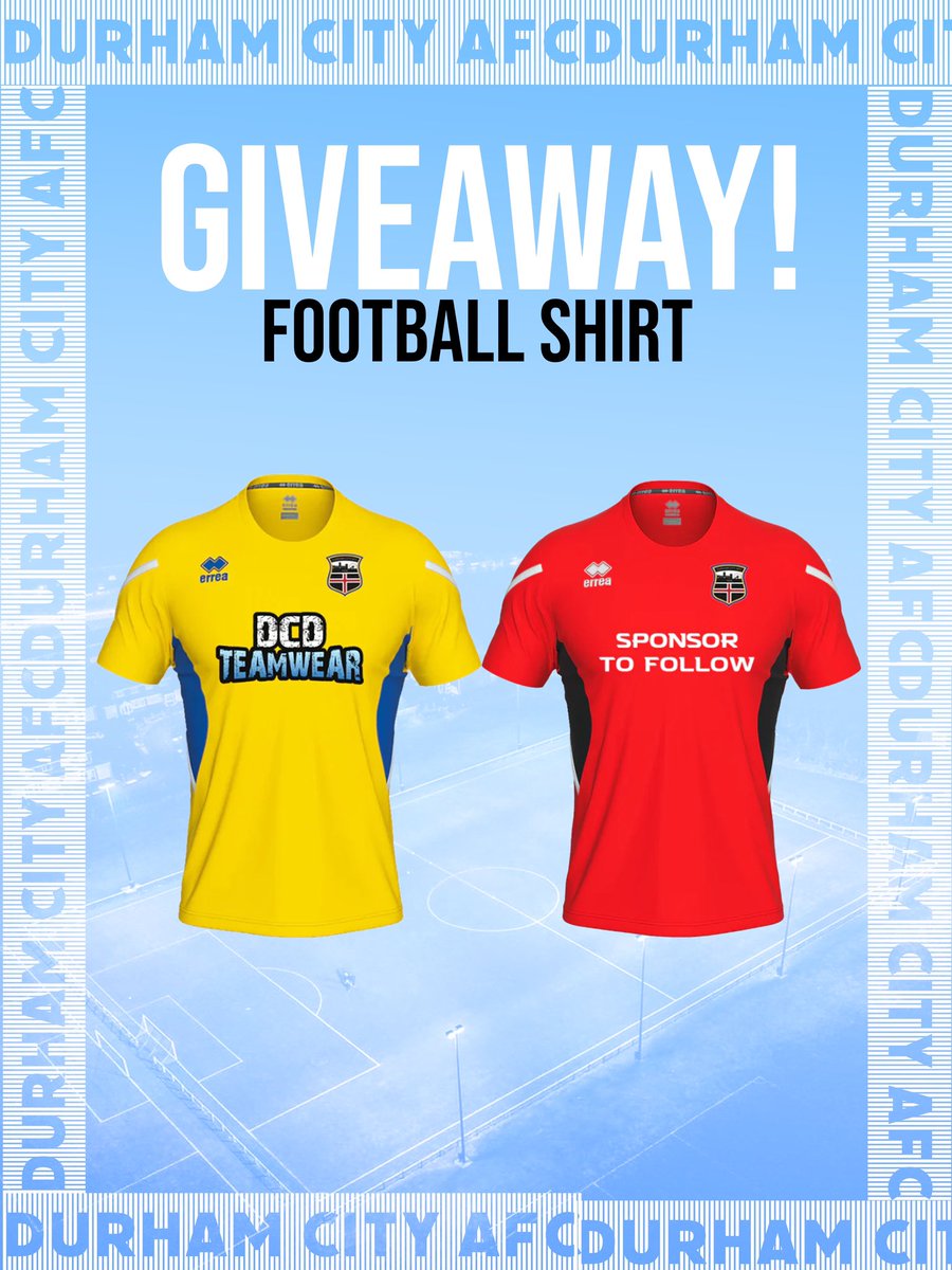 🎉 Competition Time! 🎉

We’re giving away two 23/24 Durham City AFC kits to two random winners, with your choice of the home or away shirt for free.

To enter, you simply need to retweet this tweet and give us a follow!

Winners announced on Friday 30th June. Good luck!
