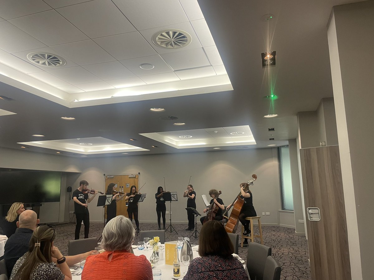 CYCJScotland's tweet photo. Such a treat to end a fantastic and invigorating Day 1 at #YJConf23 with a spine-tingling performance from the Rinconada Chamber Orchestra of Big Noise Raploch - what an inspiring initiative from @sistemascotland 👏👏👏 https://t.co/QDnb4d4XJA