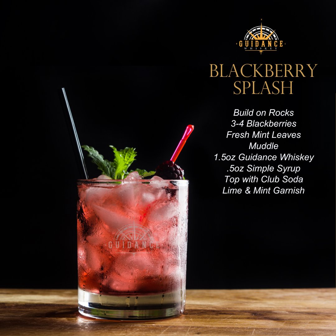 Order Guidance Whiskey and try it in a BLACKBERRY SPLASH. Link in bio. . . . #cocktail #whiskey #liquor #spirits #guidancewhiskey #guidance #recipe #buyblack #blackowned #blackberrysplash #blackberry