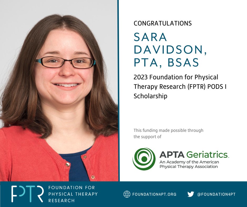 Foundation4PT's tweet photo. Congratulations to PODS I recipient Sara Davidson, PTA, BSAS, of Youngstown State University! Davidson’s project, “Grip Force Modulation as an Indicator of Parkinson’s Disease Severity,” is made possible through the @APTA_Geriatrics Fund.

https://t.co/6dI2OmysVO https://t.co/cViTb118Hd