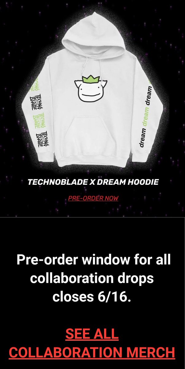🟩 is officially the only collaborator on technos recent merch drop who didnt agree to donate his share of the profits to the SFA btw