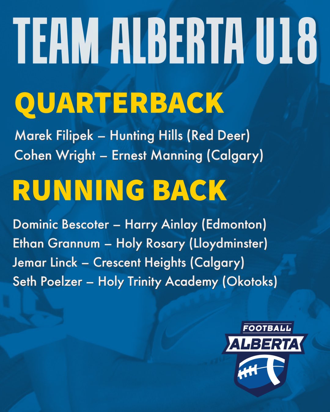 Football Alberta on Twitter "Here’s our Team Alberta U18 lineup for