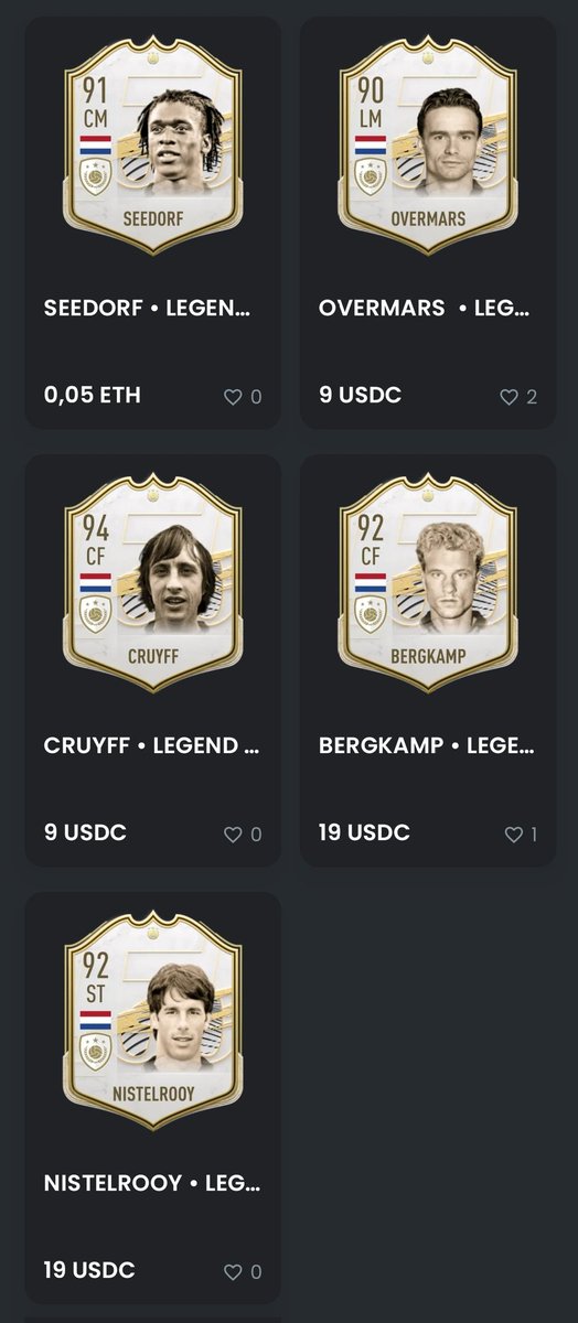 CryptoFootballL's tweet photo. @90sfootball GM... Legends!

Cards for sale. Link in Bio. https://t.co/bgQlgfgdAv