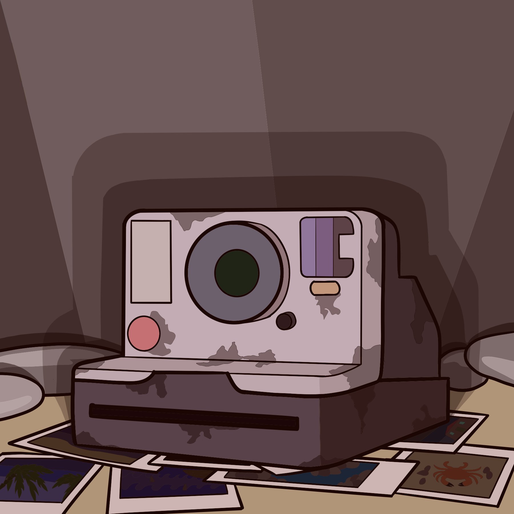 Oh no! I'm small — I sketched my Polaroid camera!! :D (with pen! Not...