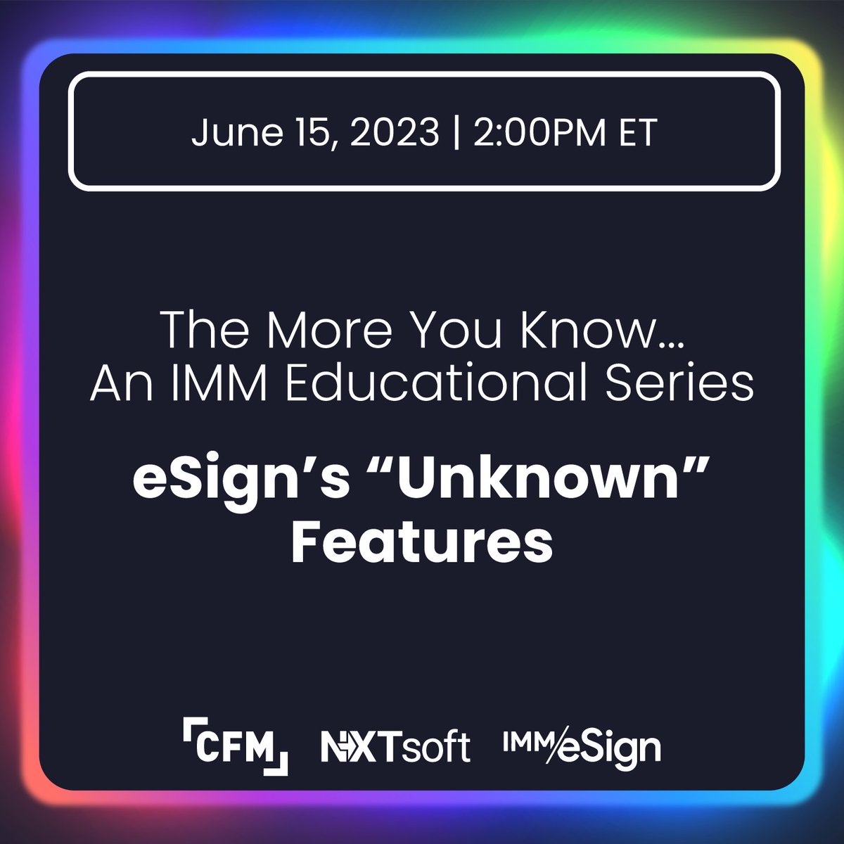IMMeSign's tweet photo. ⏰ There’s still time to register for our next The More You Know session. Join us to learn all about the features and functionalities of IMM eSign. Sign up at the link below.
https://t.co/k9Qtrk6Dhz https://t.co/ljk7vZg4hQ