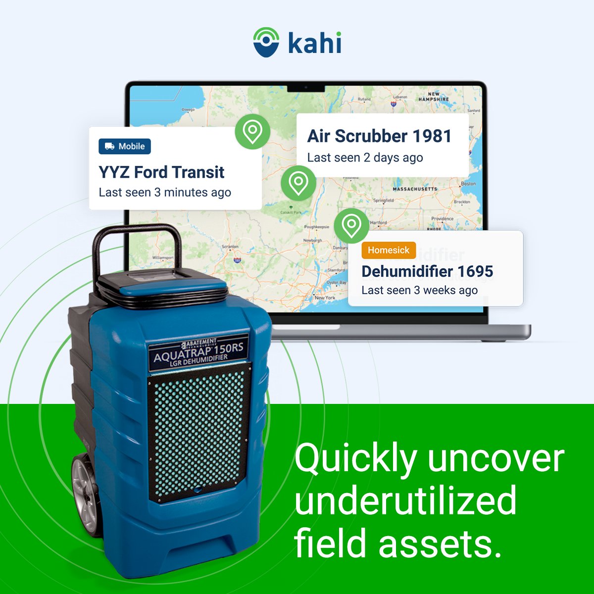 Kahi’s ‘Homesick’ feature means you never have to worry about letting an asset go underutilized or a resource being wasted. Rest easy knowing that Kahi is always there to watch over your valuable assets! 
#AssetTracking #EquipmentManagement