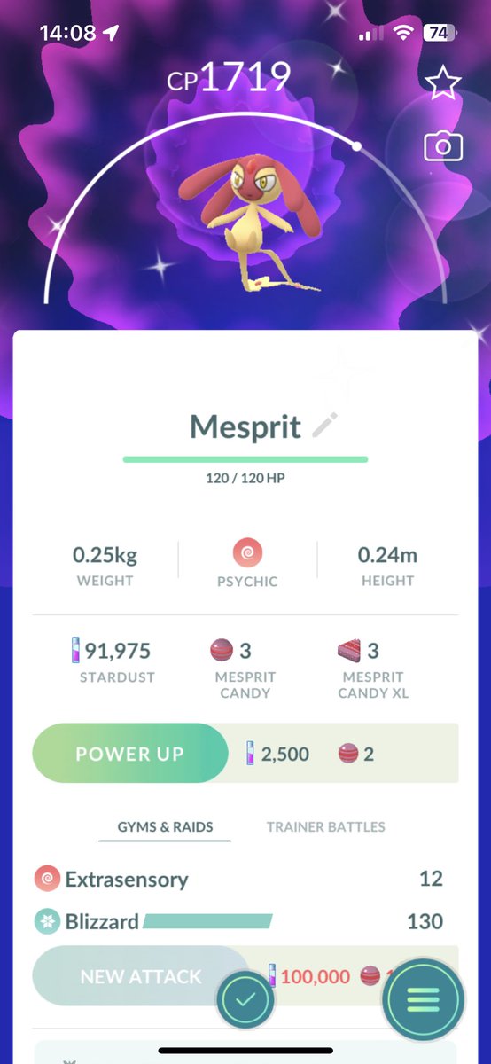 desdadankmaster's tweet photo. First #mesprit #raid #shiny #PokemonGO #pogo https://t.co/W2DeQgEejC